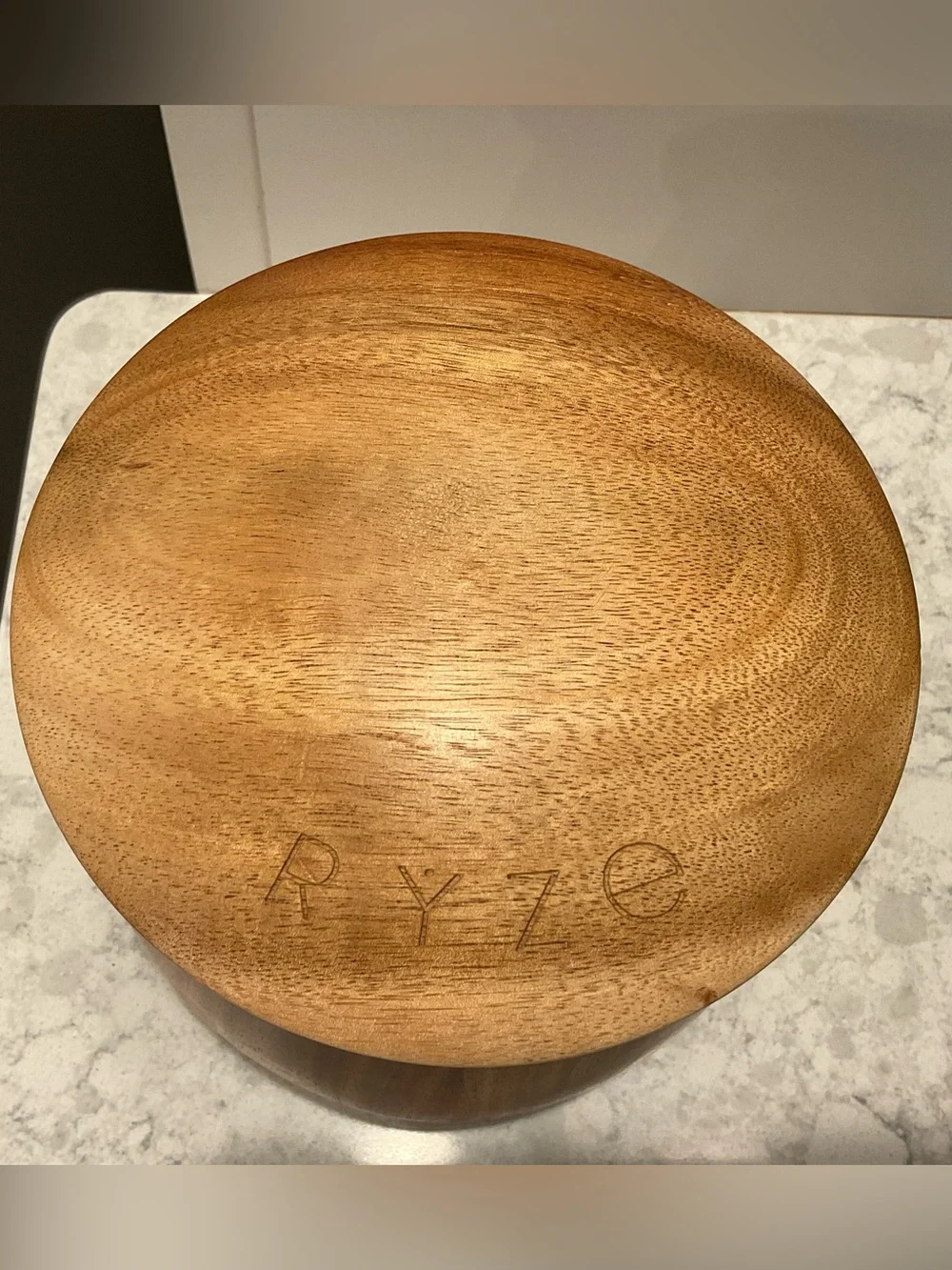 NWOT RYZE Acacia Wood Canister, Scoop, and Spoon 3 Piece Set